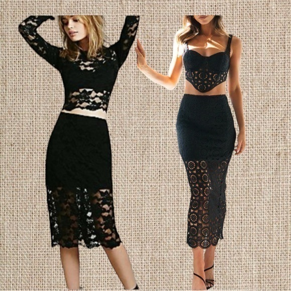 Two piece lace set - crop top and midi ski… - Picture 1 of 7